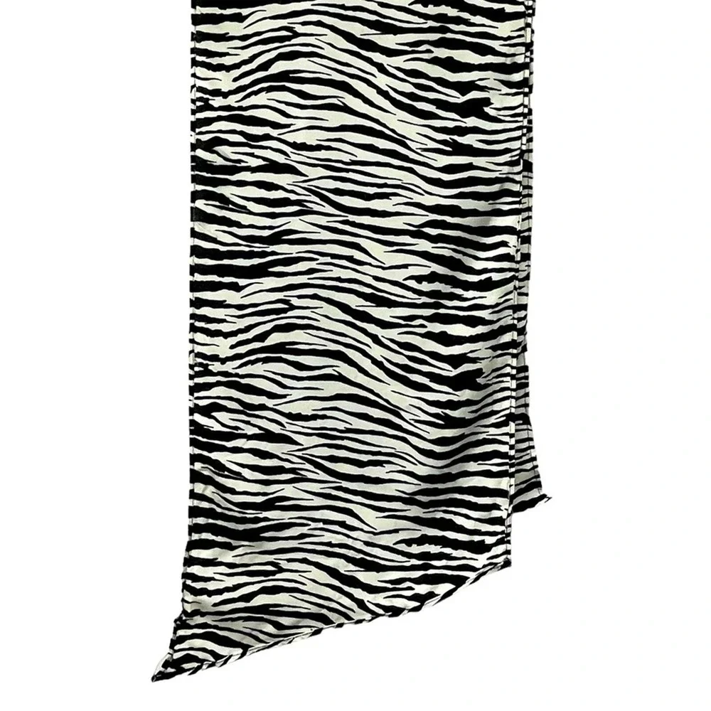 Zebra Print Scarf Womens Oblong Black White‎ Hair Wrap Purse Tie 11x24